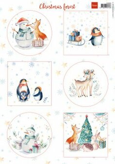 VK9580 Marianne D Decoupage vellen Christmas Forest A4