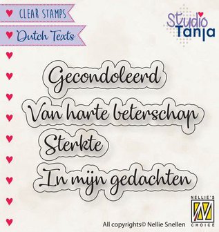 Nellies Choice Clearstempel Tekst (NL) - Gecondoleerd etc.. DTCS029 21x7,5 - 62x9,6mm