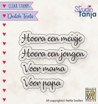 Nellies Choice Clearstempel Tekst (NL) - Hoera een meisje.. DTCS028 31x9,6 - 51x9,9mm