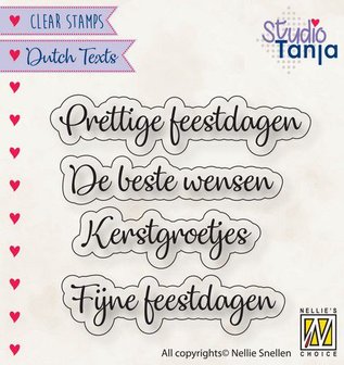 Nellies Choice Clearstempel Tekst (NL) - Prettige Feestdagen etc.. DTCS025 40x10 - 56x9,9mm