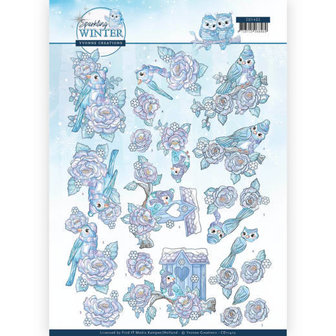 CD11403 3D Knipvel - Yvonne Creations - Sparkling Winter - Winter Bird