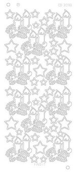 Card Deco CD3098 Stickervel - Xmas Candles zilver