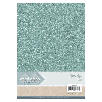 CDEGP020 Card Deco Essentials Glitter Paper Mint A4 230 grs 6 vel