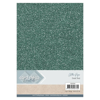 CDEGP004 Card Deco Essentials Glitter Paper Dark Teal A4 230 grs 6 vel