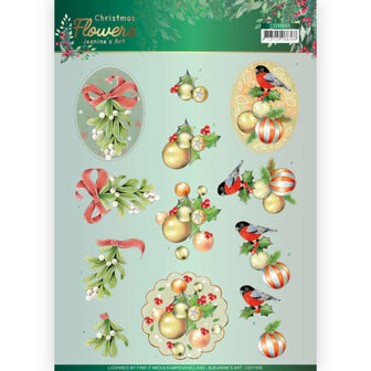 CD11555 3D knipvel Jeanines Art  Christmas Flowers Mistle Toe