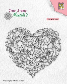 CSMAN001 Nellies Choice Clearstamp Mandala - Bloemen hart 