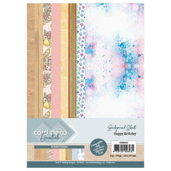 CDEBG002 Card Deco Essentials Back Ground Sheets - Happy Birthday