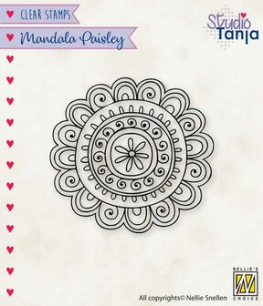 CSMAN009 Nellies Choice Clearstamp Mandala - Paisley bloem 1 56x54mm