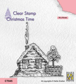 Nellie&#039;s Choice Clearstempel - Christmas time Huis in de sneew CT045 75x76mm (08-21)