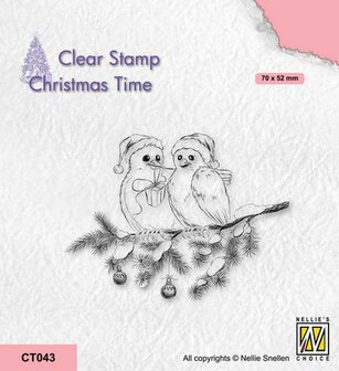 Nellie&#039;s Choice Clearstempel - Christmas time Vogels CT043 70x62mm (08-21)