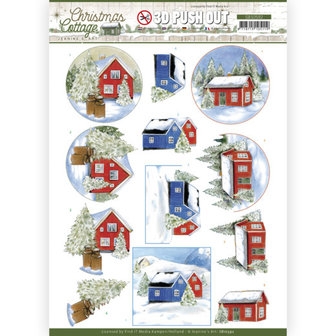SB10592 3D Push Out - Jeanine&#039;s Art - Christmas Cottage - Winter Cottage
