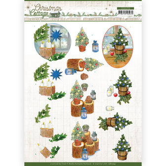 CD11723 3D Cutting Sheet - Jeanine&#039;s Art - Christmas Cottage - Blue Decorations
