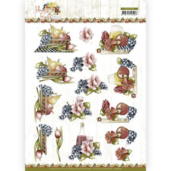 CD11720 3D Cutting Sheet - Precious Marieke - Flowers and Fruits - Flowers and Grapes