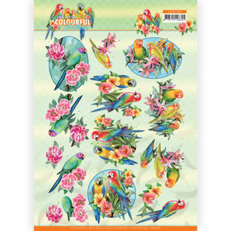 CD11762 3D Cutting Sheet - Amy Design - Colourful Feathers - Parrot