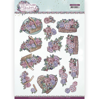 CD11780 3D Cutting Sheet - Yvonne Creations - Stylisch Flowers - Flowers and Rattan