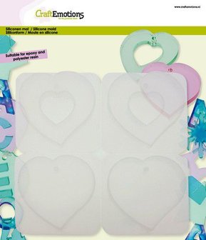 CraftEmotions Siliconen mal decoratie hanger hart - hart open 16x15cm