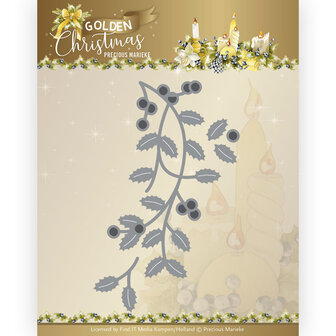 PM10239 Dies - Precious Marieke - Golden Christmas - Holly Branch