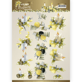 CD11819 3D Cutting Sheet - Precious Marieke - Golden Christmas - Christmas Candles