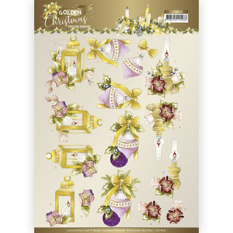 CD11818 3D Cutting Sheet - Precious Marieke - Golden Christmas - Christmas Lantern