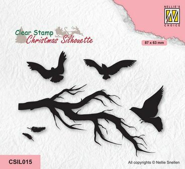 Nellie&#039;s Choice Christmas Silhouette Clearstamp - Vogels CSIL015 87x63mm (08-22)