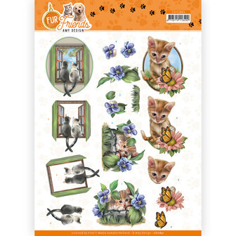 CD11841 3D Cutting Sheet - Amy Design - Fur Friends - Cats at the Window