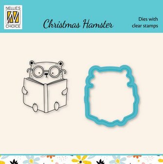 Nelie&#039;s Choice Die cut &amp; clearstamp set Xmas Hamster 2 HDCS039 34X38mm (11-22)