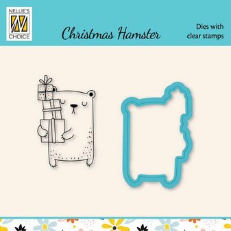 Nelie&#039;s Choice Die cut &amp; clearstamp set Xmas Hamster 1 HDCS038 31X46mm (11-22)