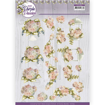 CD11850 3D Cutting Sheet - Precious Marieke - Purple Passion - Pale Hydrangea