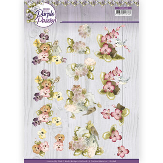 CD11848 3D Cutting Sheet - Precious Marieke - Purple Passion - Bird Paradise