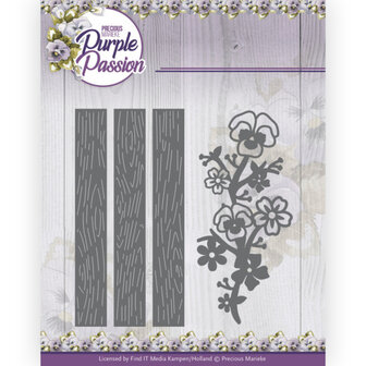 PM10245 Dies - Precious Marieke - Purple Passion - Fence with Pansies
