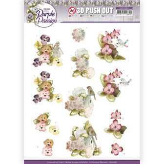 SB10682 3D Push Out - Precious Marieke - Purple Passion - Bird Paradise