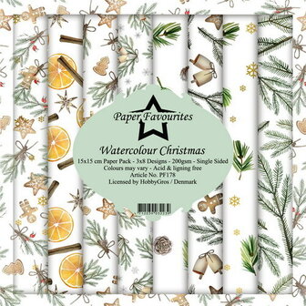 Dixi Craft Designpapier 15x15cm Watercoulour Christmas