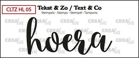 CLTZHL05 CreaLies Tekst & Zo stempel, Handlettering no 5, Hoera