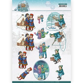 CD11878 3D Cutting Sheet - Yvonne Creations - Funky Nanna  Nordic Winter - Ice Fishing