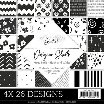 CDDSMP007 Card Deco Essentials - Designer Sheets Mega Pack - Black and White