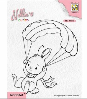 Nellie Choice Nellies Cuties Clear Stamp Konijn met parachute NCCS041 (03-23)