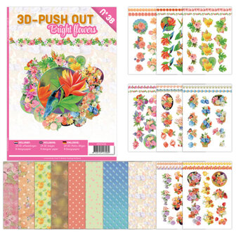 3DPO10038 3D Push Out book 38 - bright  Flowers