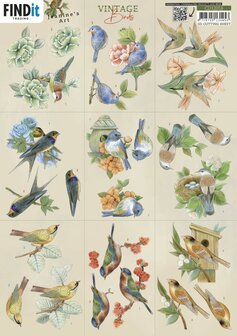 CD12016 3D Cutting Sheet - Jeanine&#039;s Art - Vintage Birds - Mini