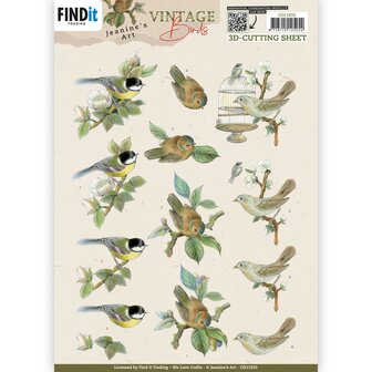 CD11933 3D Cutting Sheets - Jeanine&#039;s Art - Vintage Birds - Birdcage