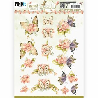 CD11940 3D Cutting Sheet - Precious Marieke - Beautiful Butterfly - Pink