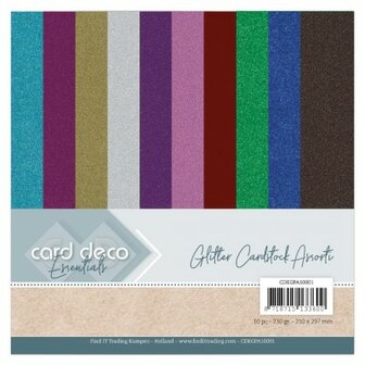 CDEGPA10001 Card Deco Essentials - glitterkarton Assorti