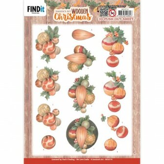 SB10776 3D Push-Out - Jeanine&#039;s Art - Wooden Christmas - Orange Baubles