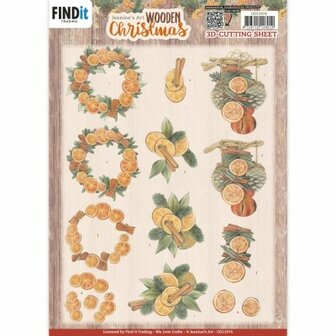 CD11974 3D Cutting Sheets - Jeanine&#039;s Art - Wooden Christmas - Orange Fruit