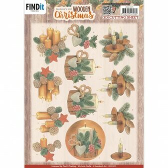 CD11971 3D Cutting Sheets - Jeanine&#039;s Art - Wooden Christmas - Orange Candles