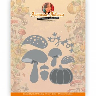 YCD10325 Dies - Yvonne Creations - Awesome Autumn - Autumn Mushrooms