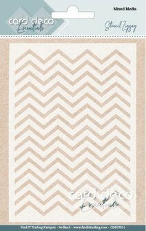 CDEST011 Card Deco Essentials - Mixed Media Stencil- Zigzag