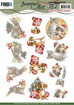 CD12082 3D Cutting Sheet - Jeanine&#039;s Art - Cute Christmas Pets