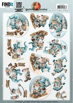 CD12100 3D Cutting Sheet - Yvonne Creations - Winter Gnomes Sledge