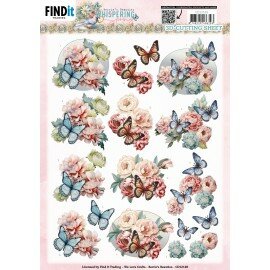 CD12149 3D Cutting Sheet - Berries Beauties -Fluisterende Lente - Vlinder
