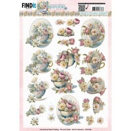 CD12148 3D Cutting Sheet - : Beeren-Schonheiten, Schneidebogen, oval, Blumen, Teetasse.